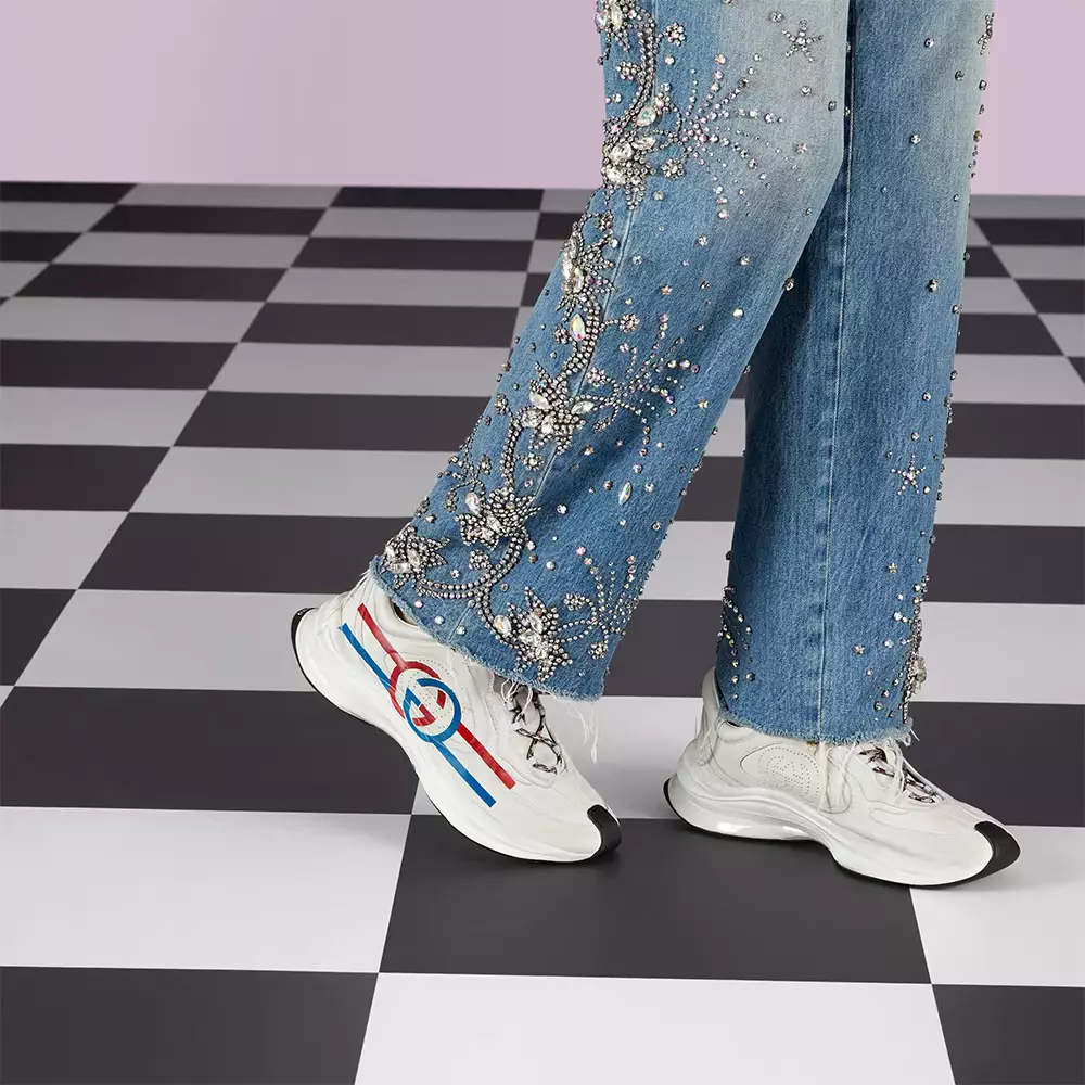 Jual Gucci Gucci Red Blue Interlocking G Stripe Run Sneakers