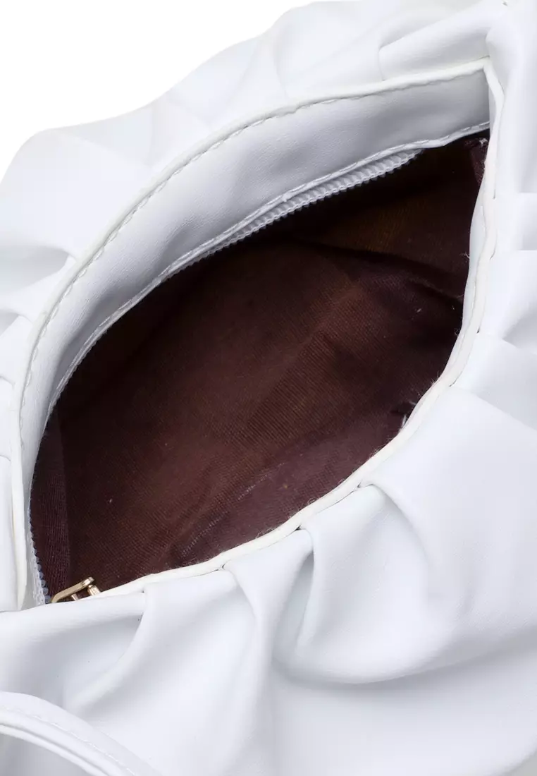 Werlyn Tas Selempang Wanita Croissant Casual Large Storage Material Leather Kulit ORIGINAL - White