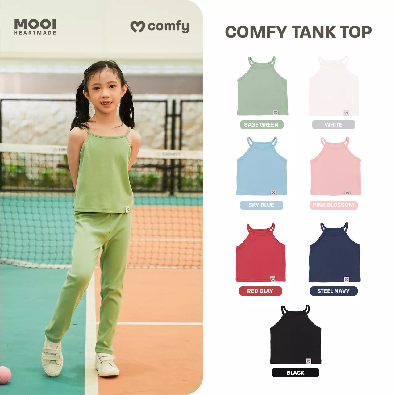 Mooi Atasan Anak Perempuan Comfy Tanktop - Pink Blossom