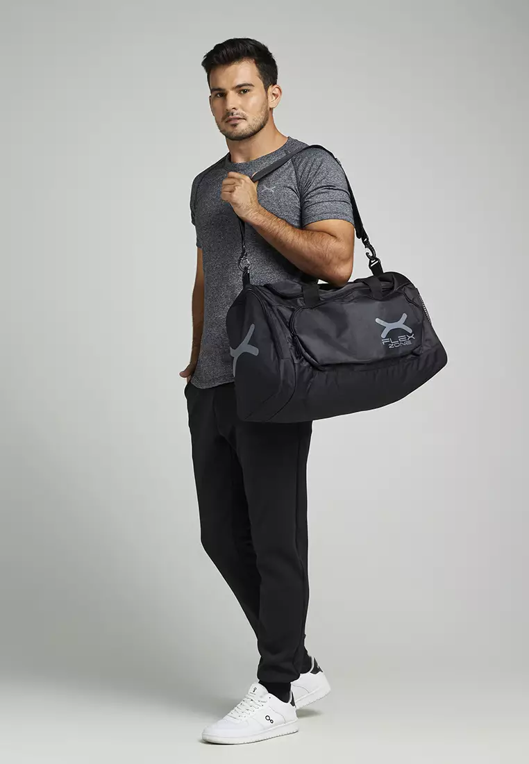 Flexzone Gym Bag Tas Olahraga Pria Sepakbola Badminton Fitness Sport Black