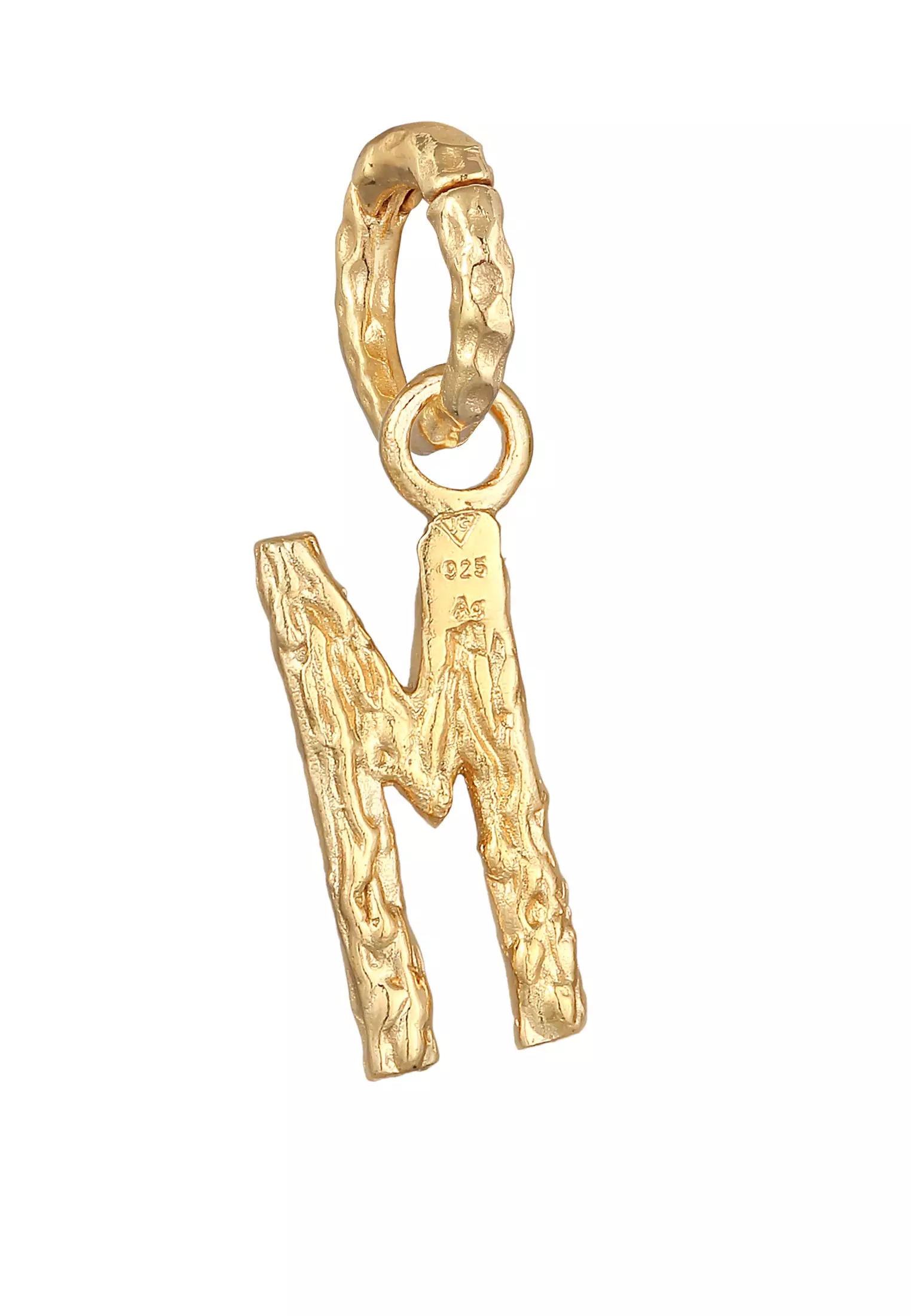 Pendants Letter M Organic Look Gold Plated