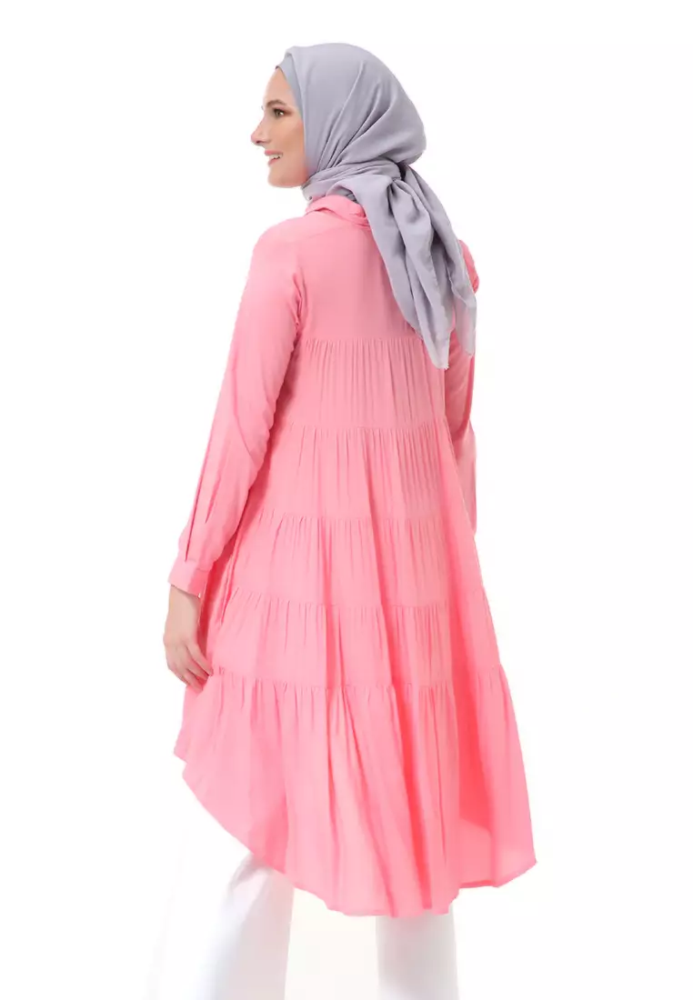 Adilla Tunik Long Sleeve Polos Regular Fit High Premium Quality - Salmon