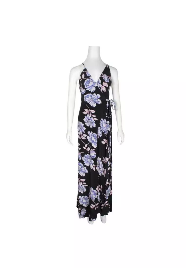 Yumi Kim Pre Loved YUMI KIM Black Floral Silk Wrap Dress 2024