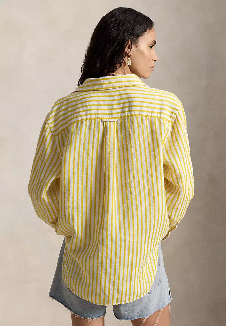 Polo Ralph Lauren Women Oversize Fit Striped Linen-Cotton Shirt
