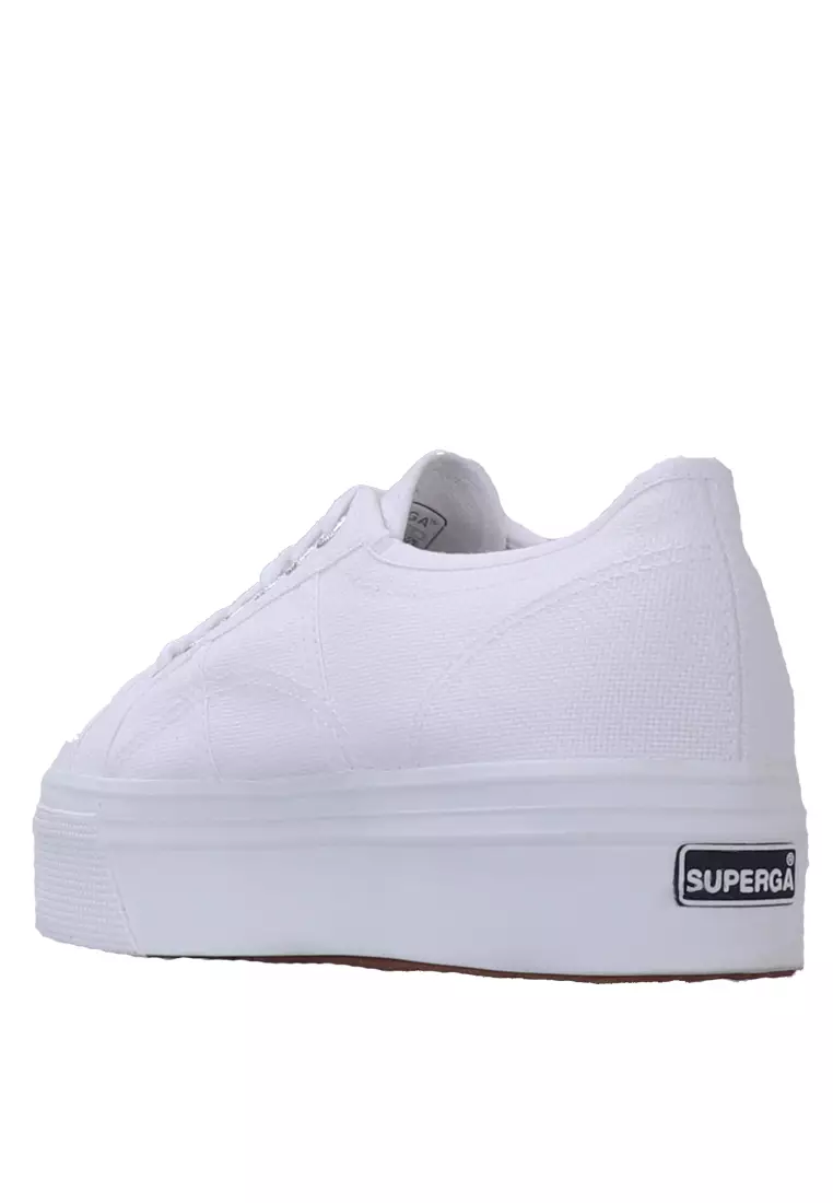 White leather store platform superga