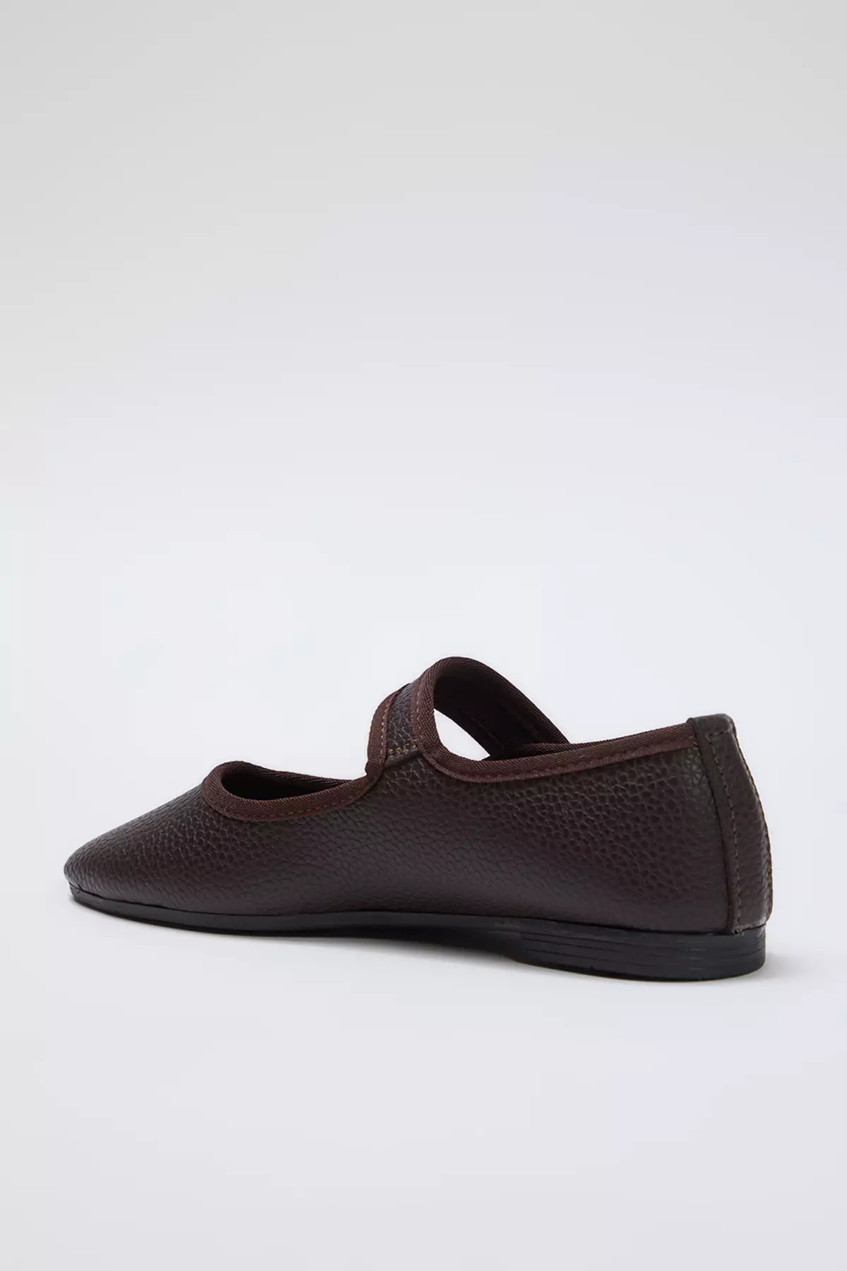 Textured Mary Jane Buckled Ballerina Flats