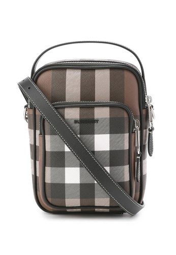 Buy Burberry Burberry Check And Leather Crossbody Bag in Dark Birch Brown  2023 Online | ZALORA Singapore