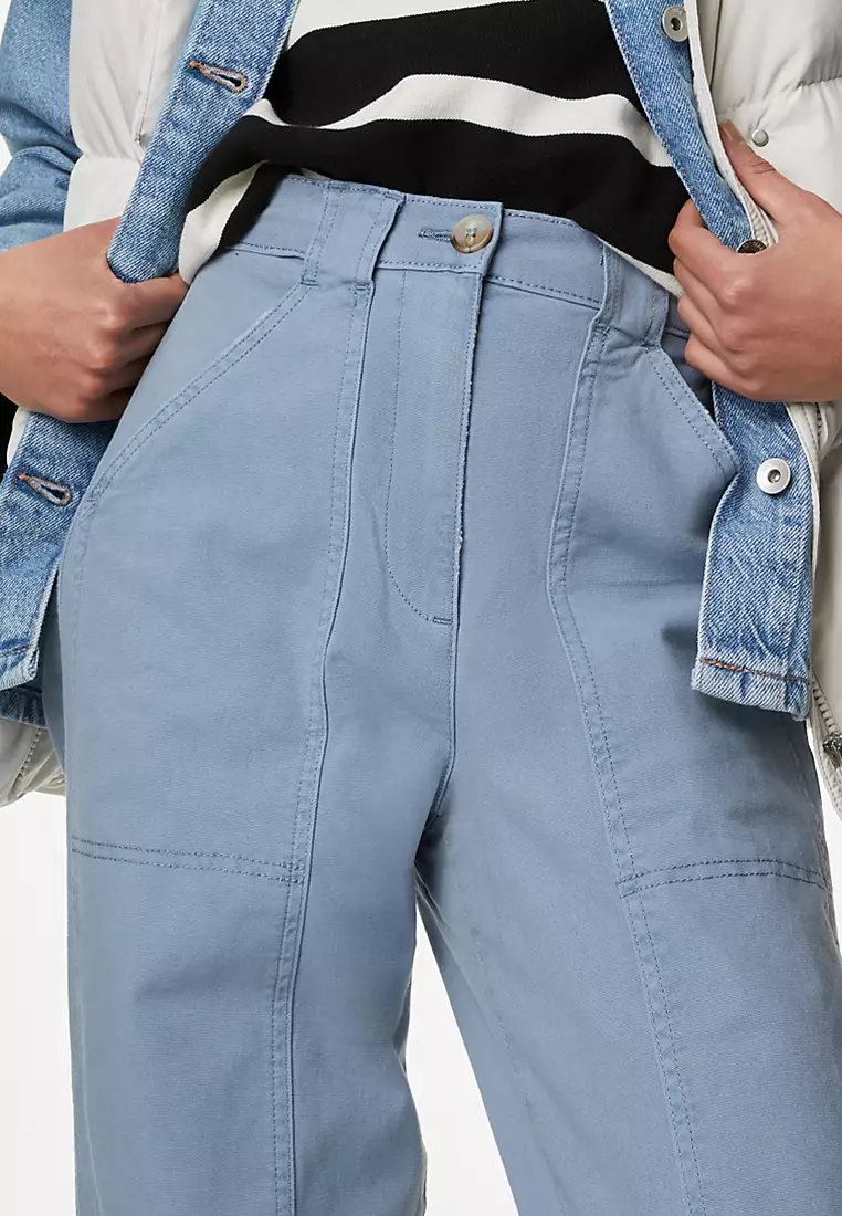 Cotton Rich Relaxed Straight Trousers