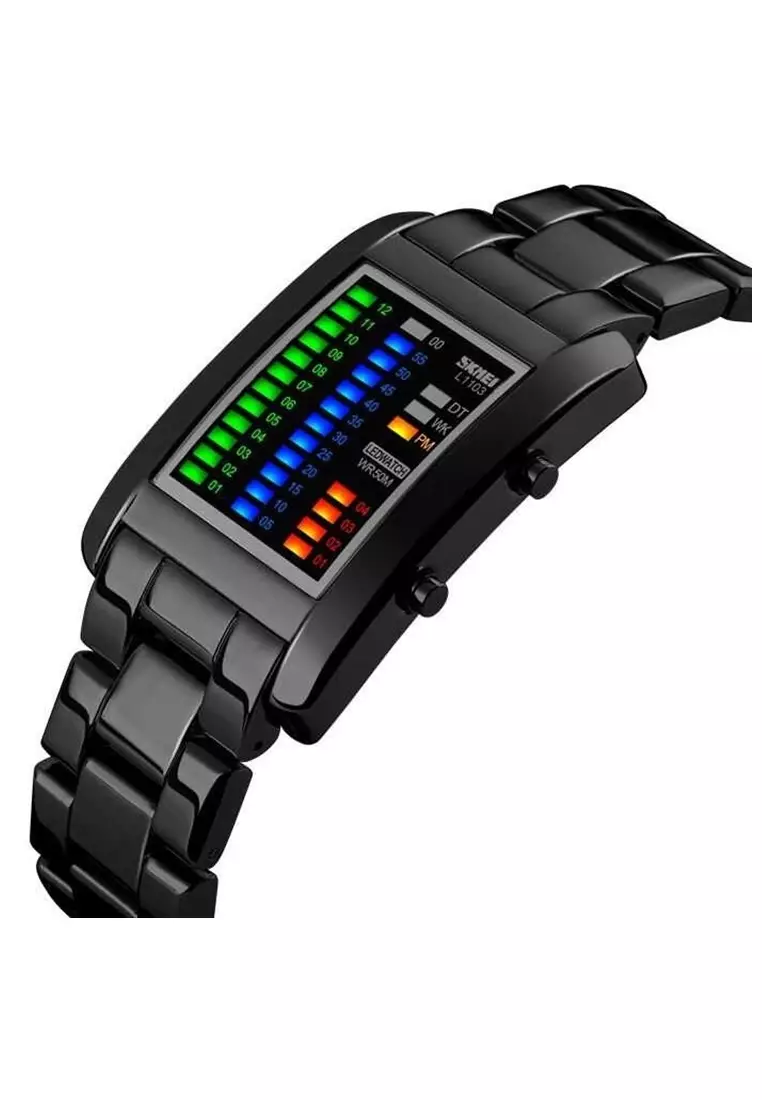 Jam Tangan Casual LED Unik Strap Tali Material Stainless Steel PT50 ORIGINAL