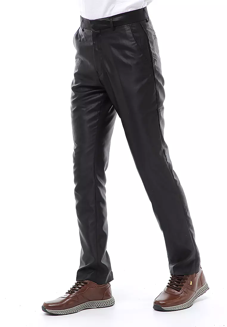 Locko Celana Panjang Formal Metalik Pria Slim Fit Material Wool ORIGINAL - Black