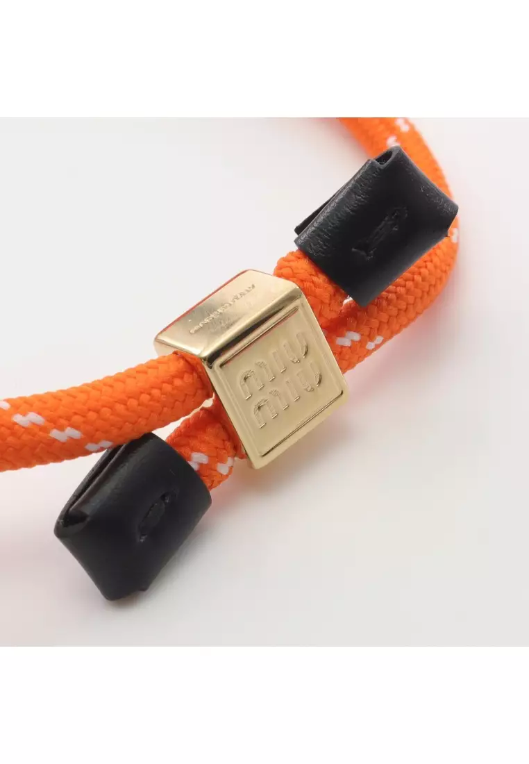 Pre-Loved MIU MIU coat bracelet GP (gold plated) fabric gold orange white