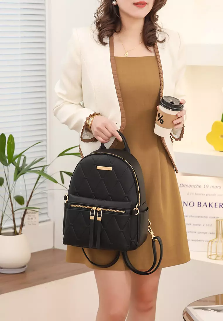 GYKACO KIMA Black - Tas Ransel Wanita - Fashion Backpack (IMPORT)