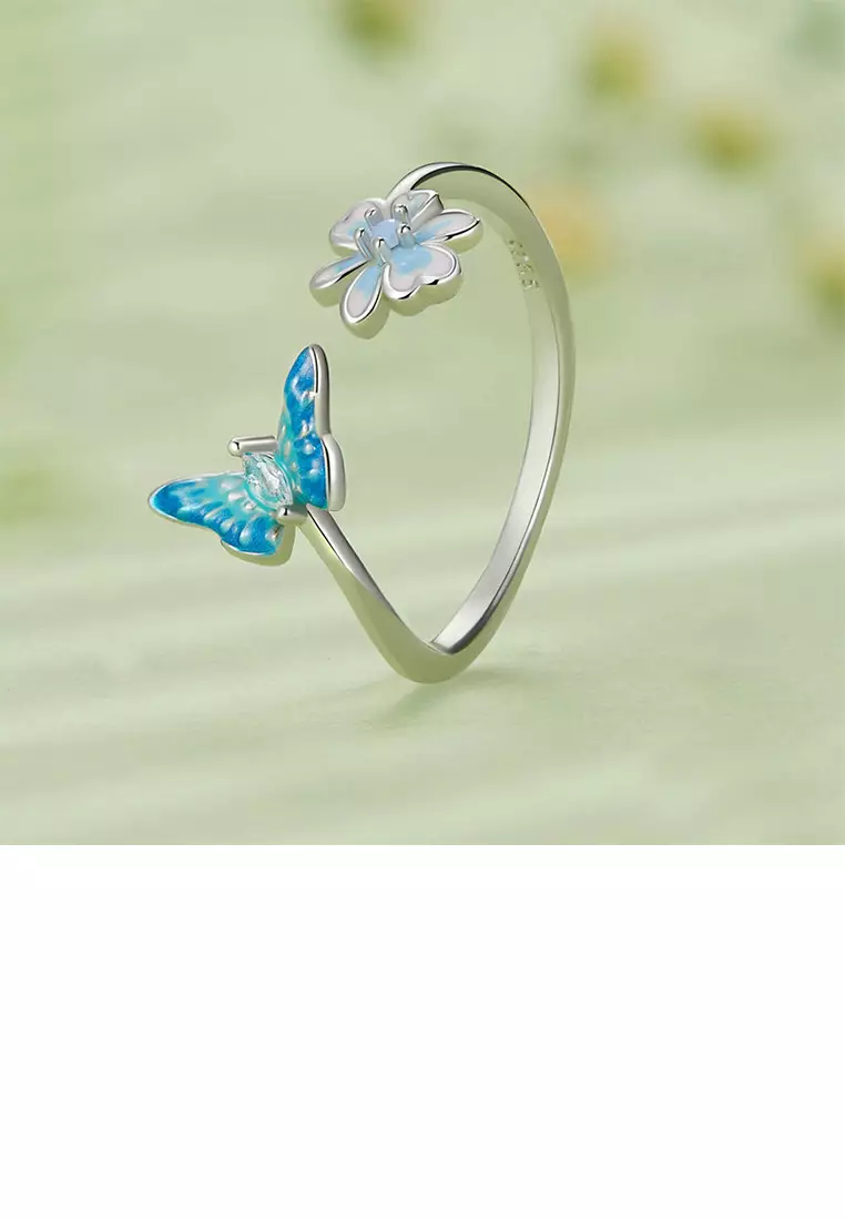 Buy Glamorousky 925 Sterling Silver Fashion Simple Enamel Blue