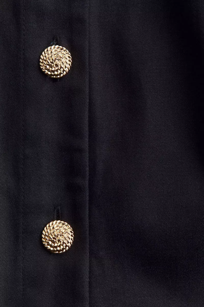 Button-front twill dress