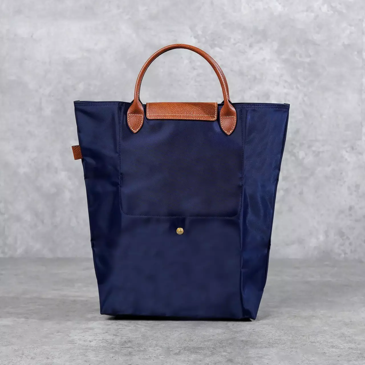 Tas LONGCHAMP LE PLIAGE NAVY BROWN HANDLE SHOPPER BAG 100% ORIGINAL