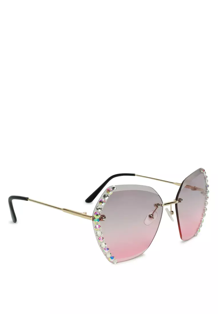 Embellished Butterfly Sunglasses In Purple/Pink