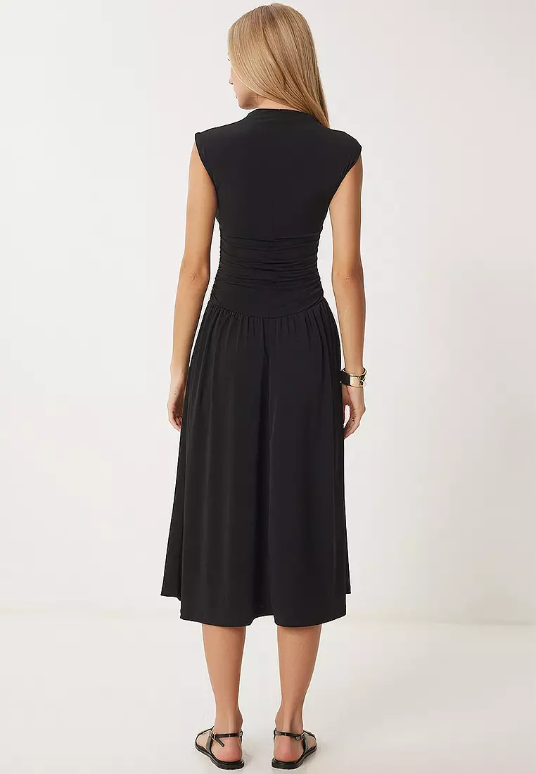 Gathered Midi Sandy Dress