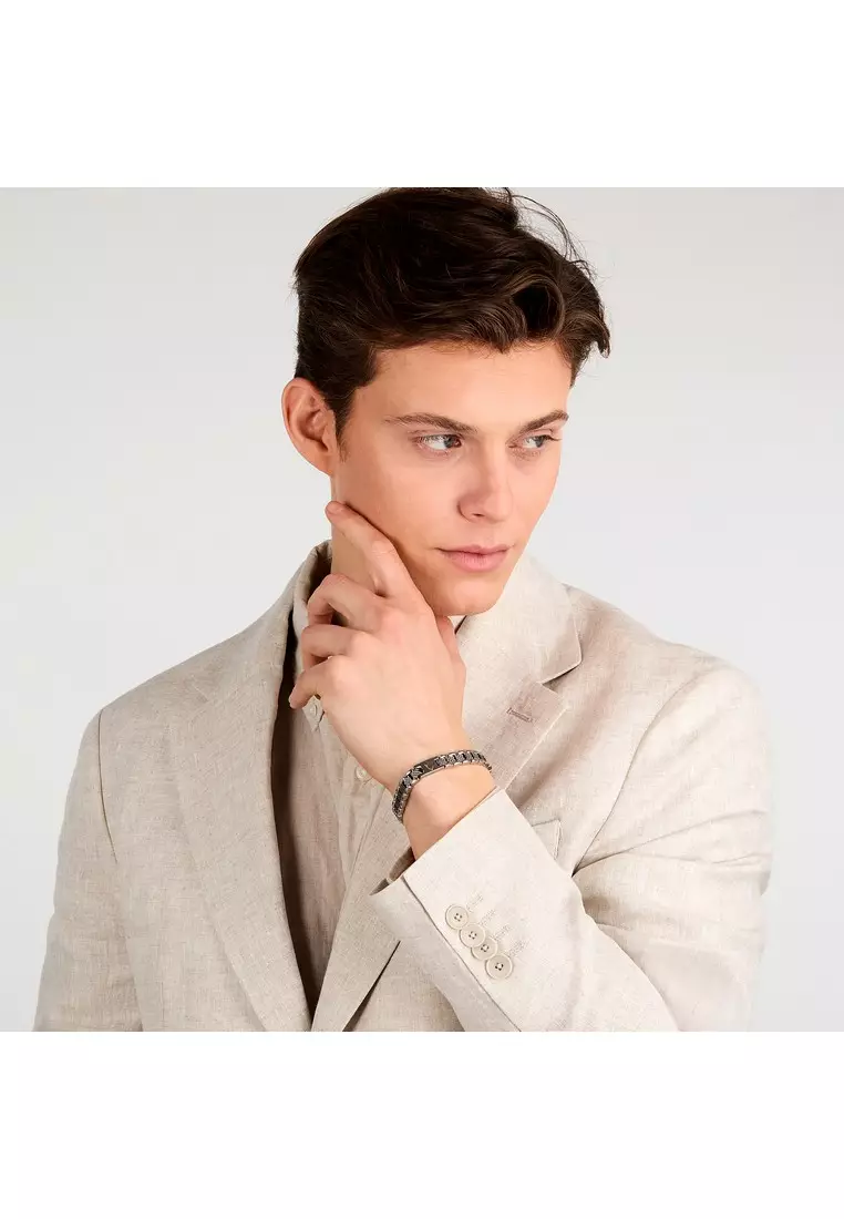 【2年保養】瑪莎拉蒂 Jewels 男士可調節灰綠色陶瓷手鏈 18+3.5CM JM225AVD86