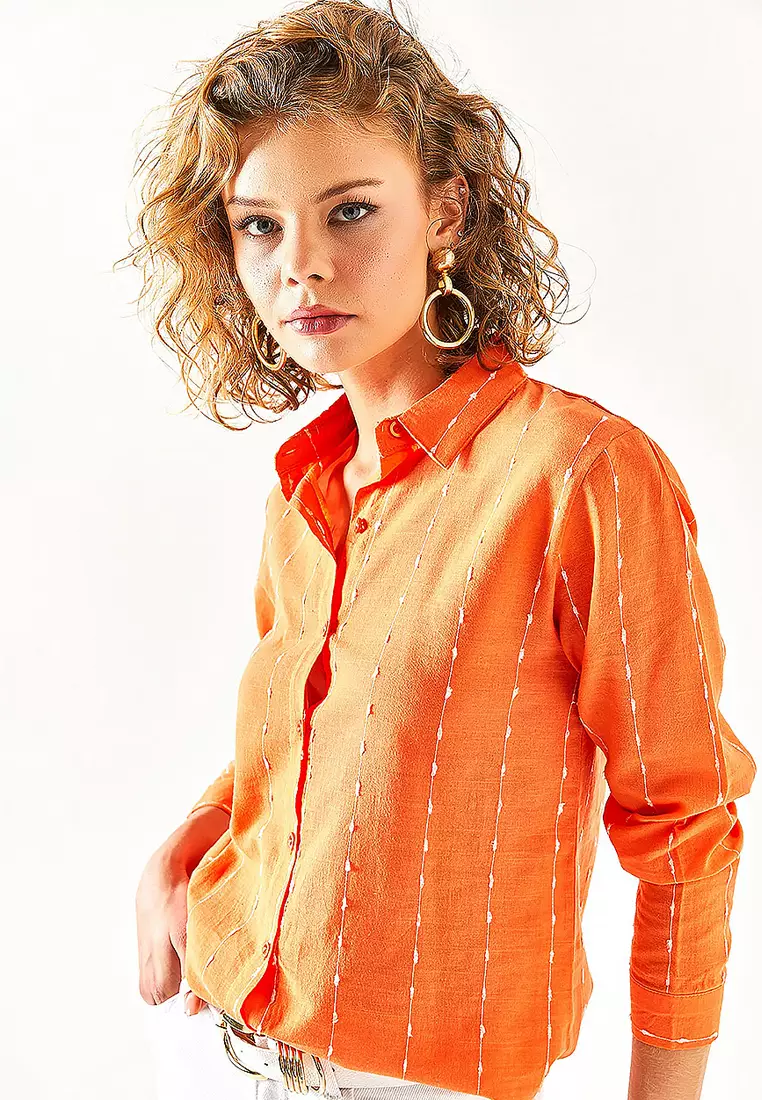 Stitch Detail Linen Shirt