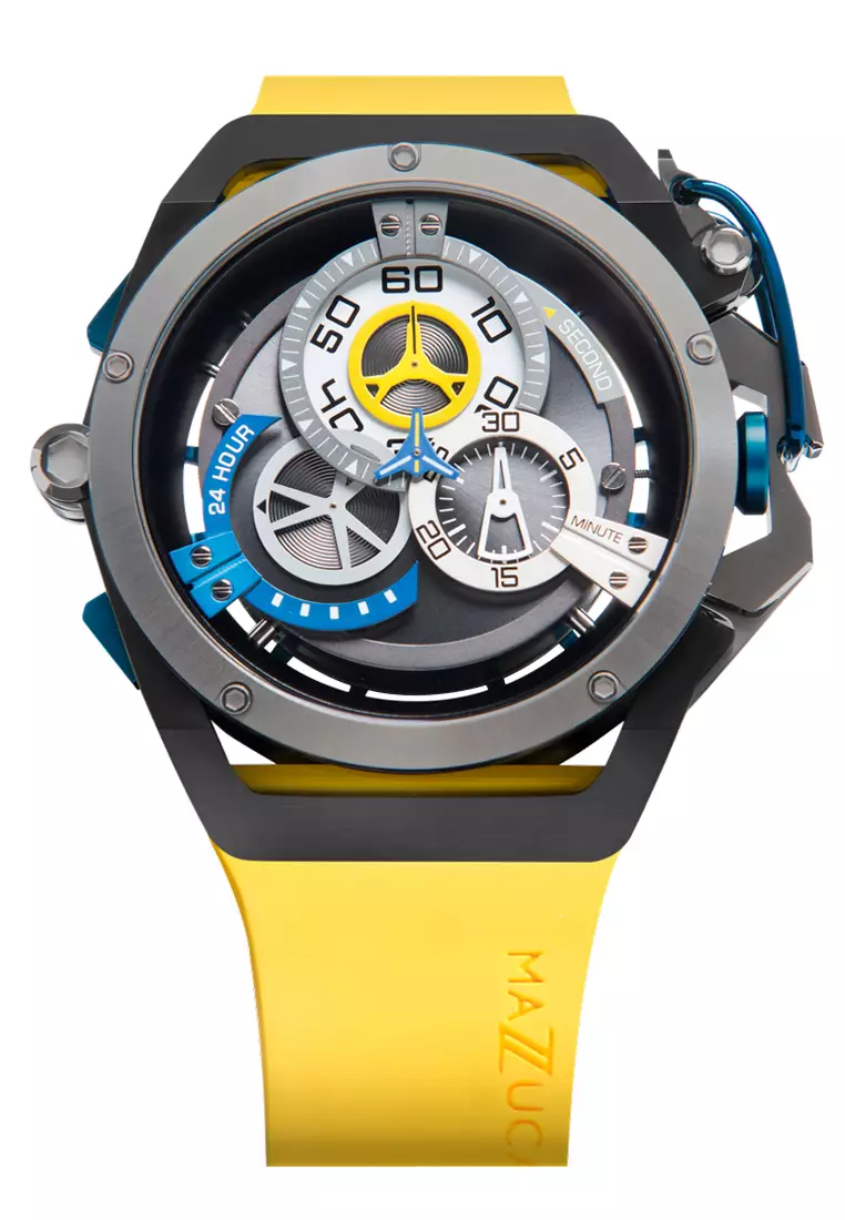 MAZZUCATO RIM SPORT 06-YL654 - Reversible Automatic Watch - Yellow Rubber Strap
