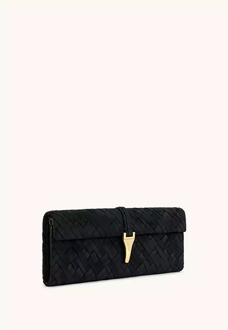 Zaria Woven Clutch - Black