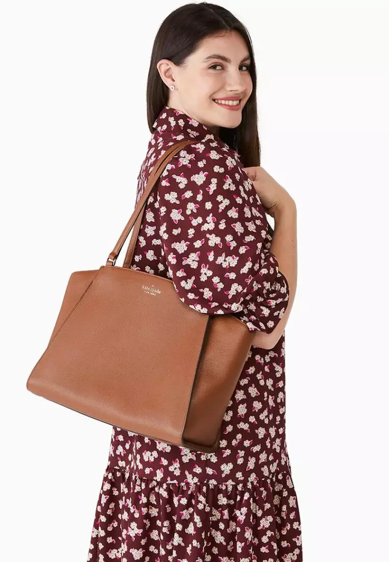 Kate Spade Brim Pebbled Leather Laptop Tote Warm Gingerbread