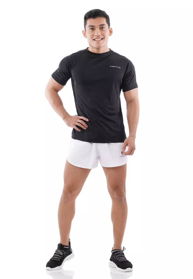Tiento Kaos Dry Fit Men Black Baju Olahraga Lari Pria