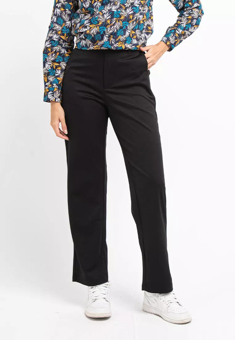 Forest Ladies Pant Roman Straight Cut Casual Long Pants Women - 810470-01Black