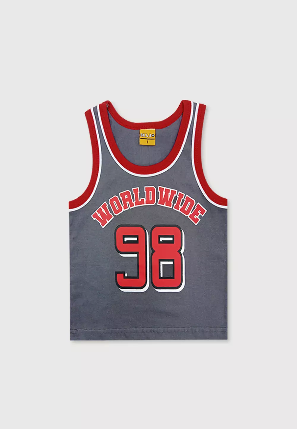 Wakakids Setelan Anak Laki Laki Baju Singlet Usia 6 Bulan Hingga 5 Tahun Set Celana Kaos Motif Worldwide 98 4082 Abu