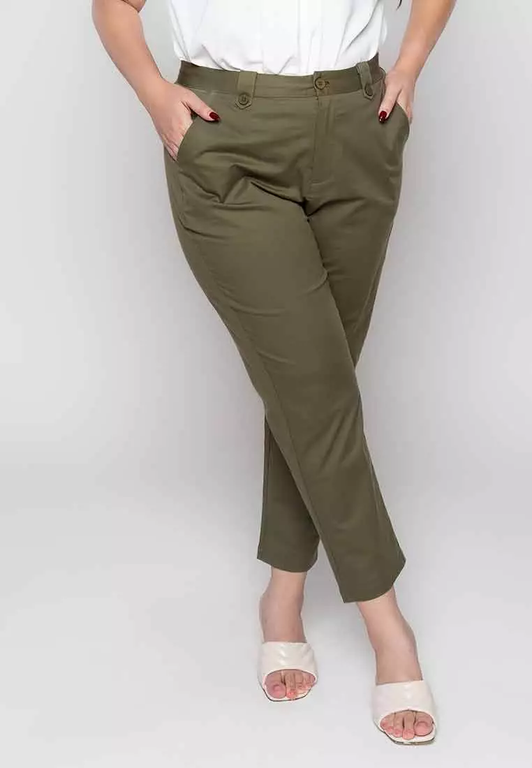 Milly Plus Size Melyna Slim Casual Pants with Belt Loop Detail