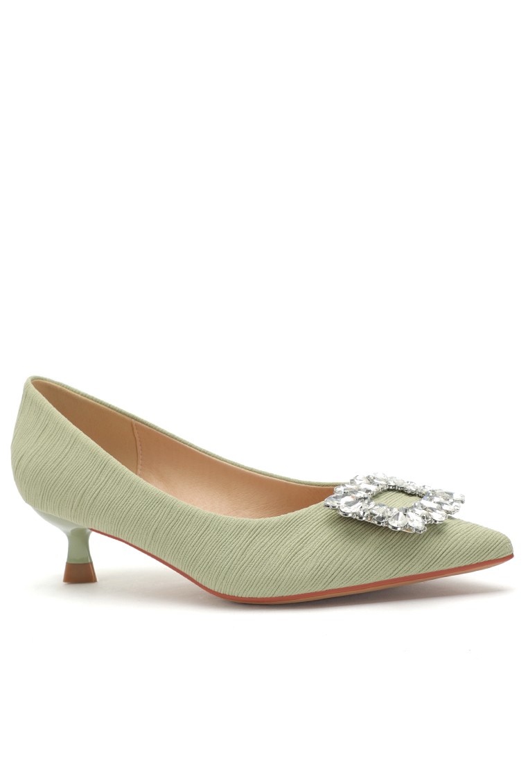4.5CM Rhinestone Buckle Satin Fabric Pumps 2047-12