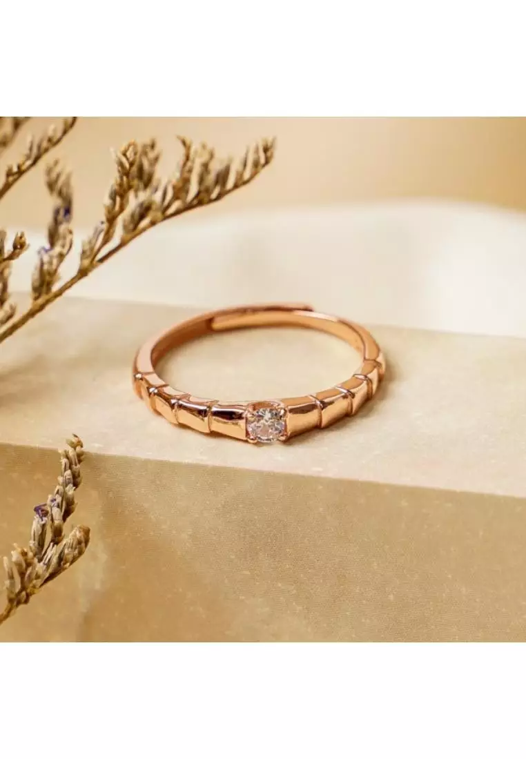 Minimal Petite Cubic Zirconia Rose Gold Stackable Ring with 925 Sterling Silver