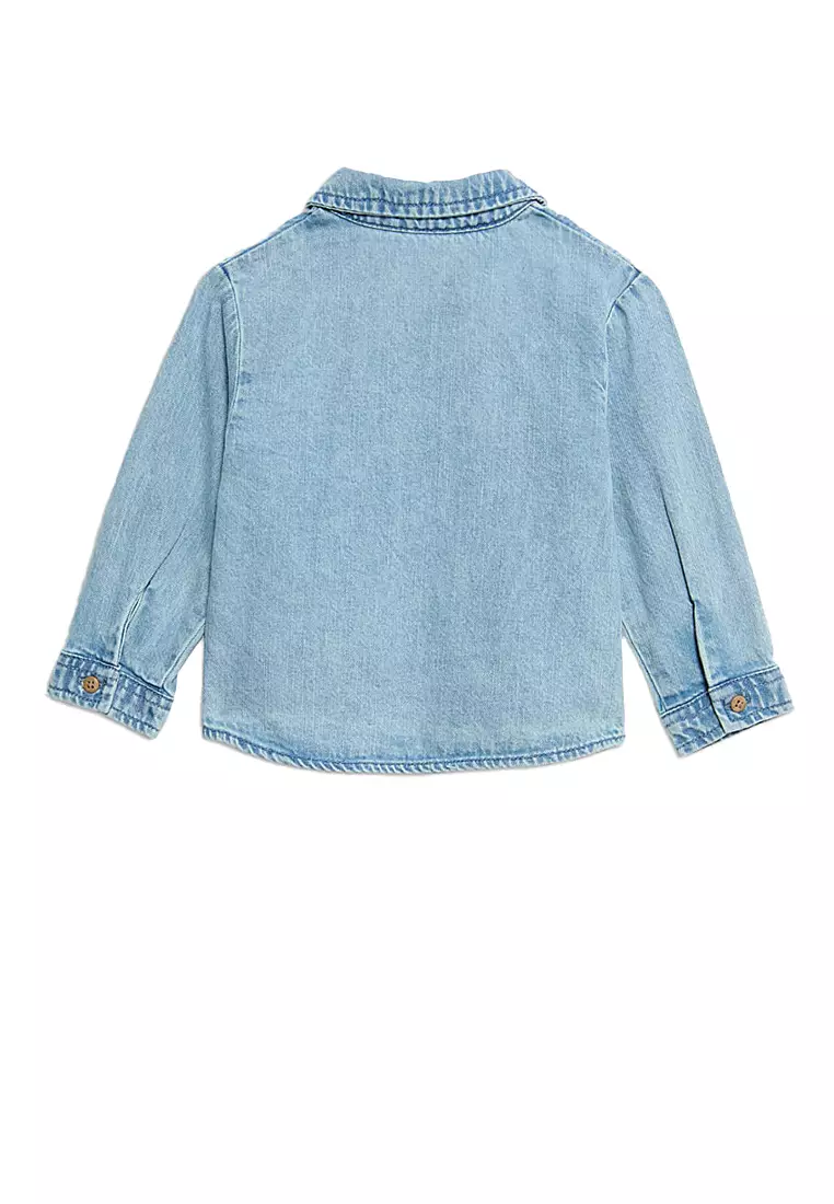 2Pc Denim Shirt & T-Shirt Set