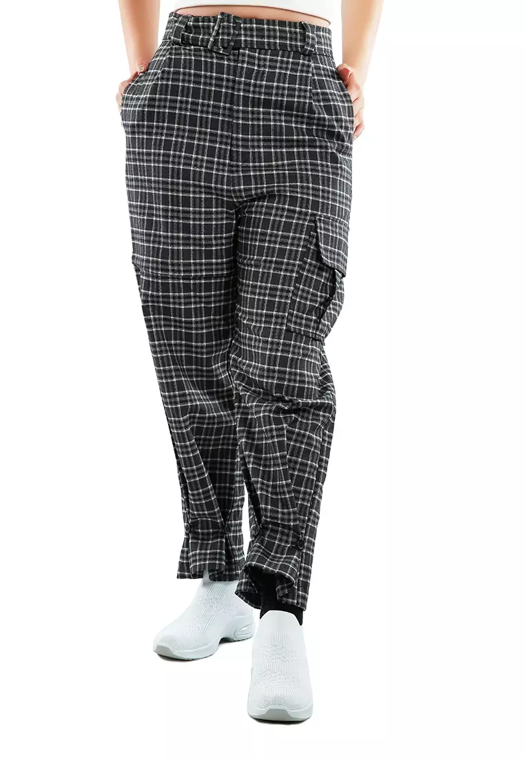 Checked jogger trousers shop