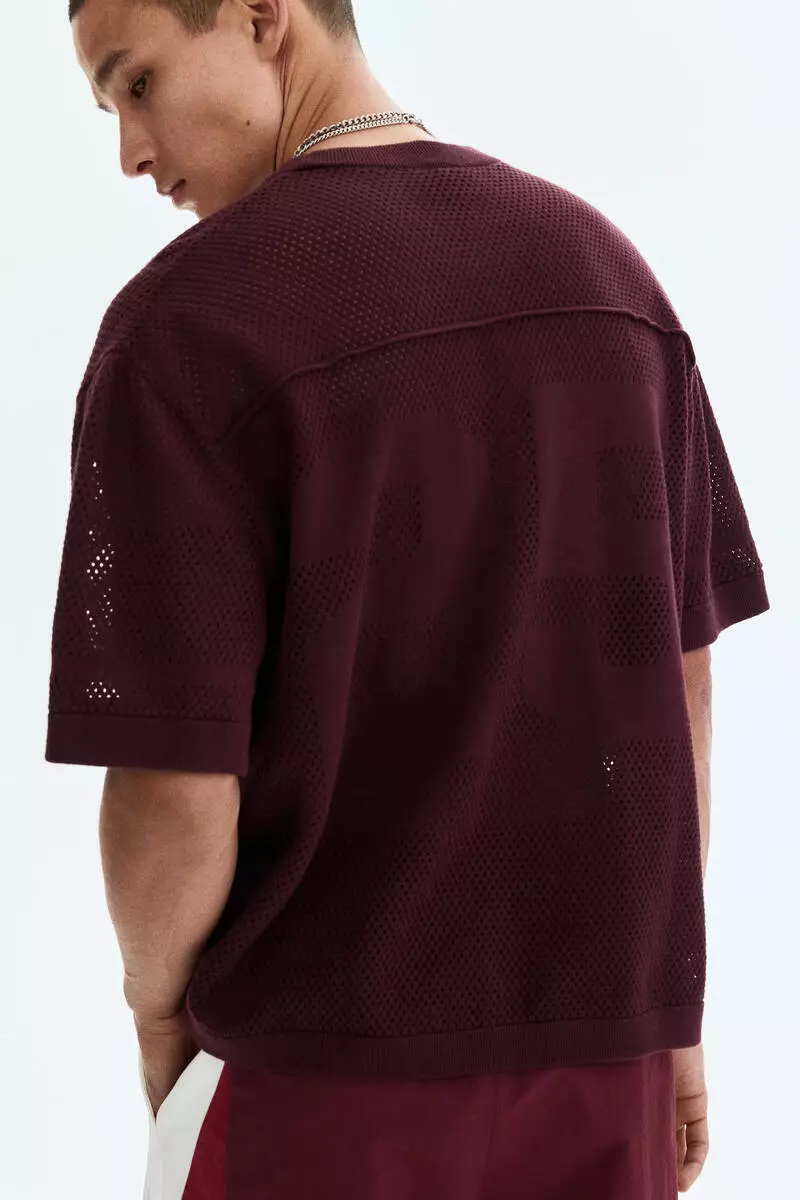Relaxed Fit Boxy hole-knit T-shirt