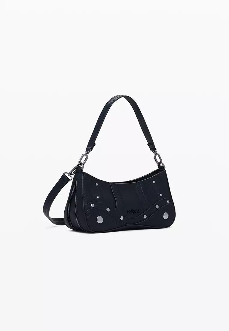 Small embroidered faux leather bag