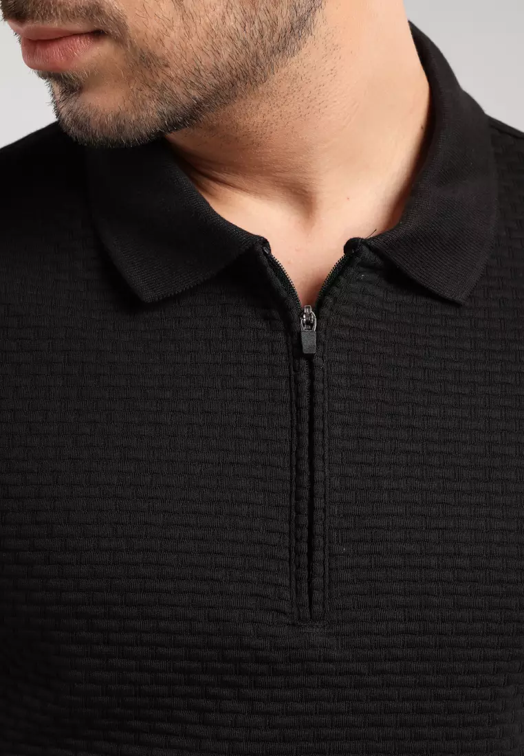 MOC - Kaos Polo Pria Lengan Pendek Caleb - Black