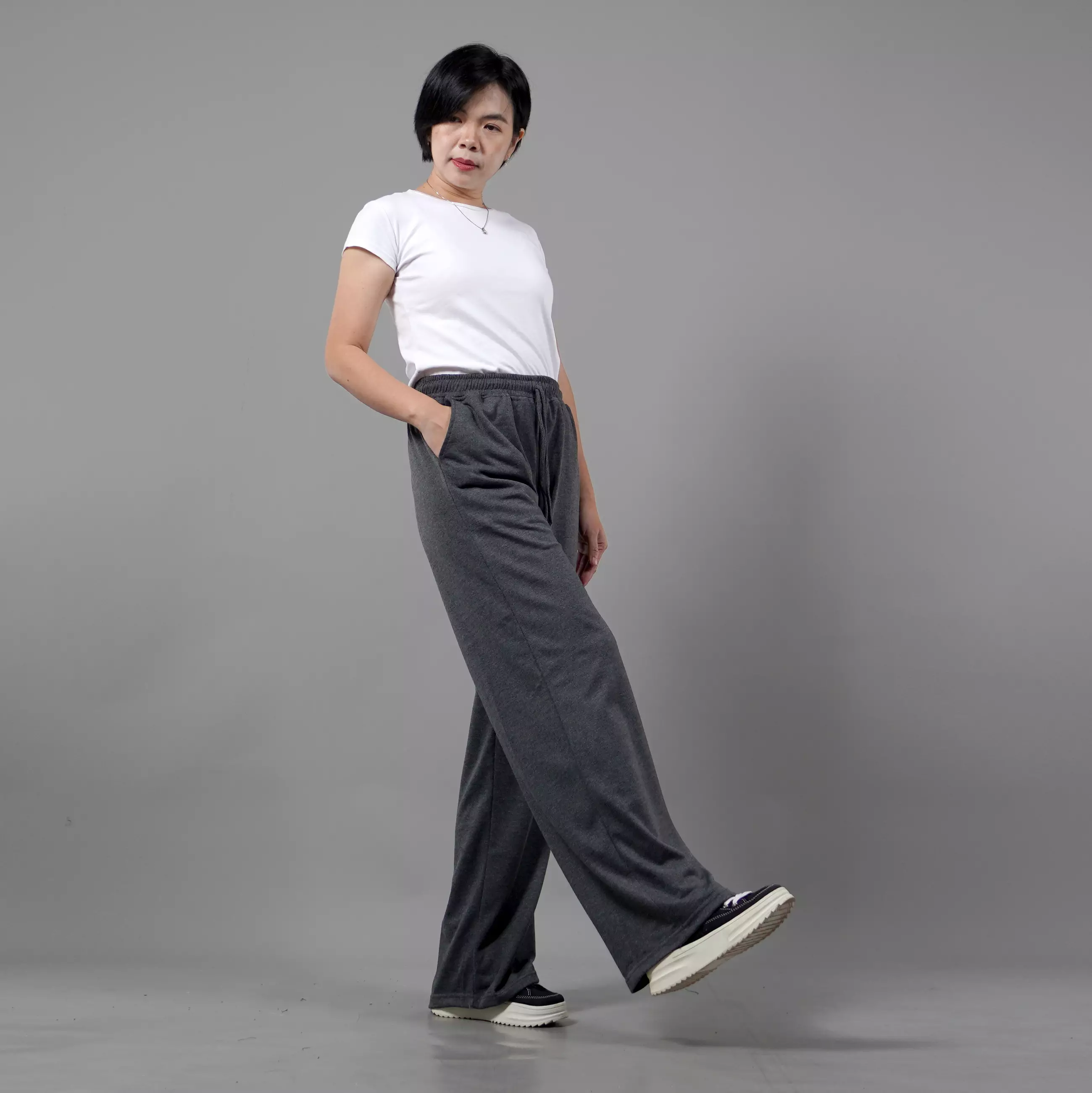  RIA Celana Panjang Loose Pants Wanita Celana Wanita - ABU TUA