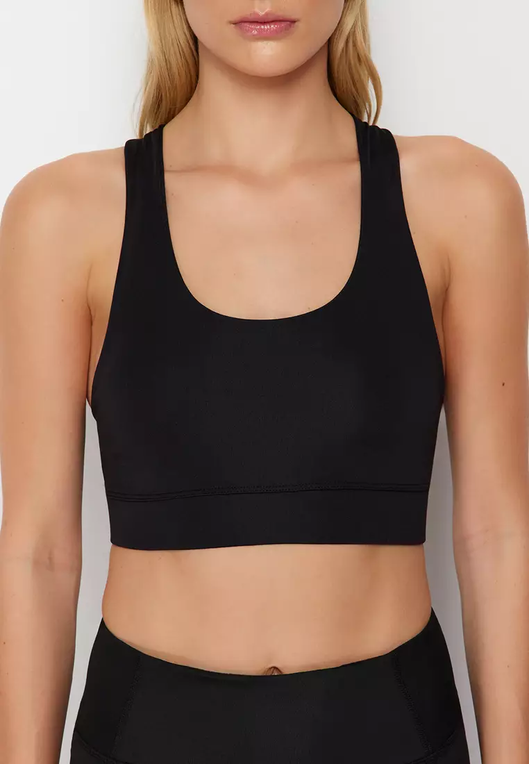 Black Back String Strap Supported/Styling Sports Bra