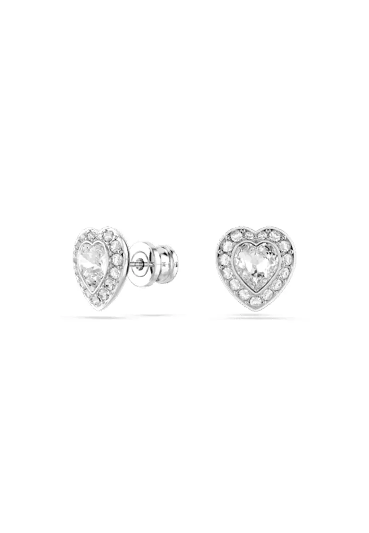 Ariana Grande X Swarovski Stud Earrings, Mixed Cuts, Heart, White, Rhodium Plated