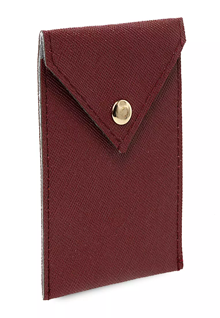 Manley Card Wallet Motif Polos Pengait Kancing Design Simple - Merah