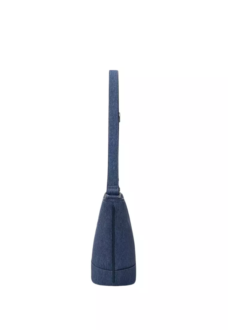 Jual MLB Korea Basic Mega Logo Denim Bucket Bag - NY Indigo