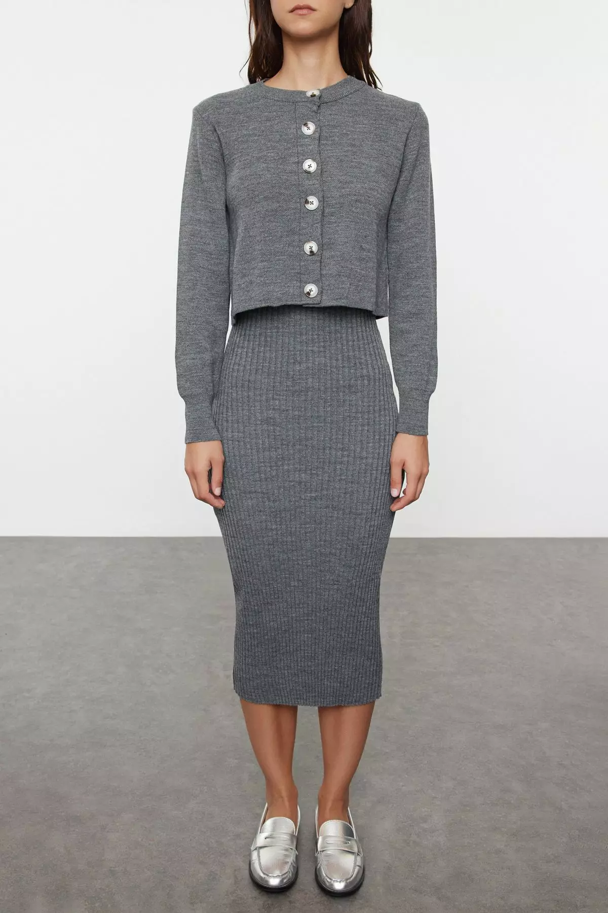 Sleeveless Knit Dress with Cardigan