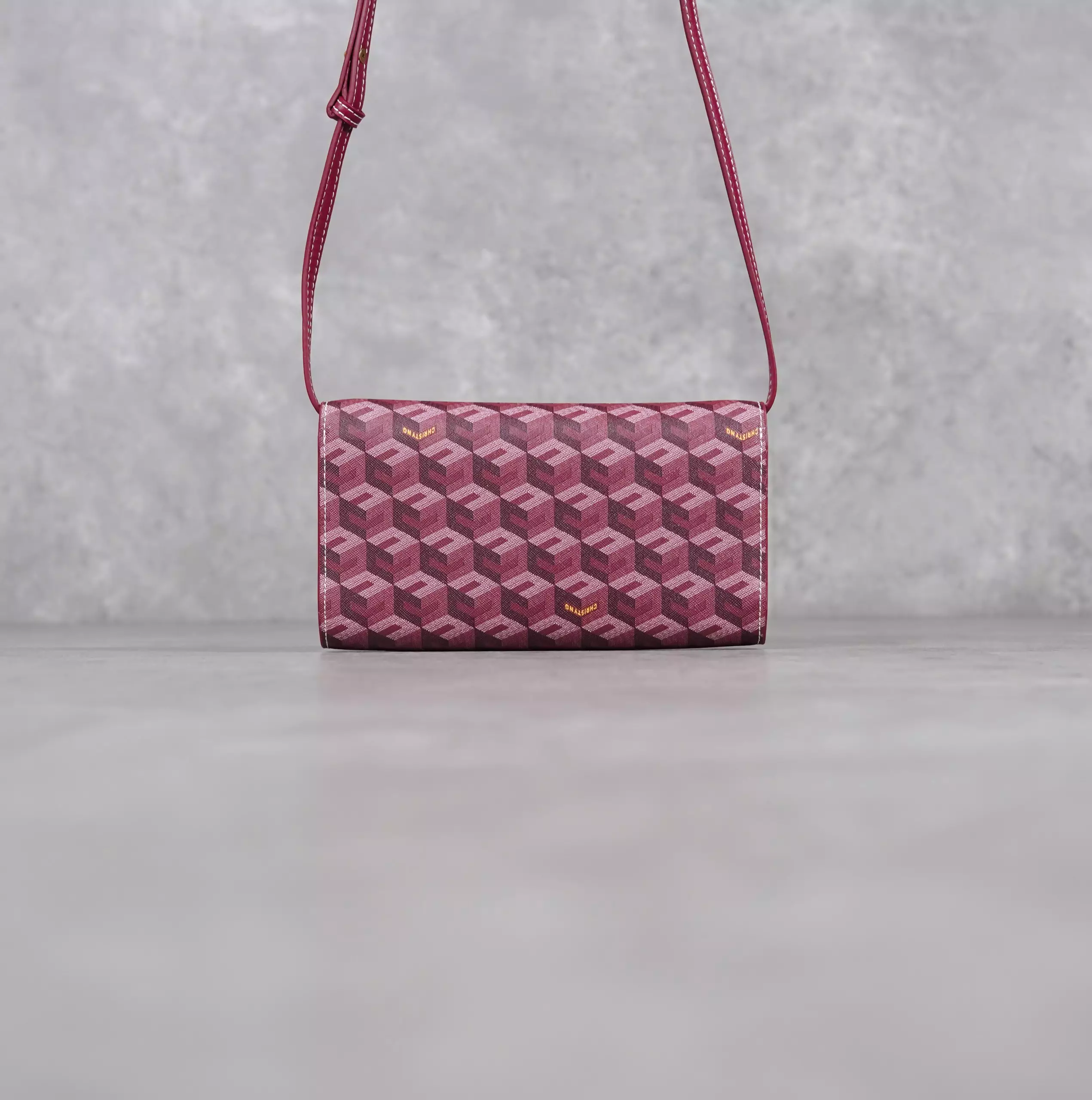 Tas CHRISTY NG DIEGO MONOGRAM PATTERN BURGUNDY SHOULDER BAG 100% ORIGINAL