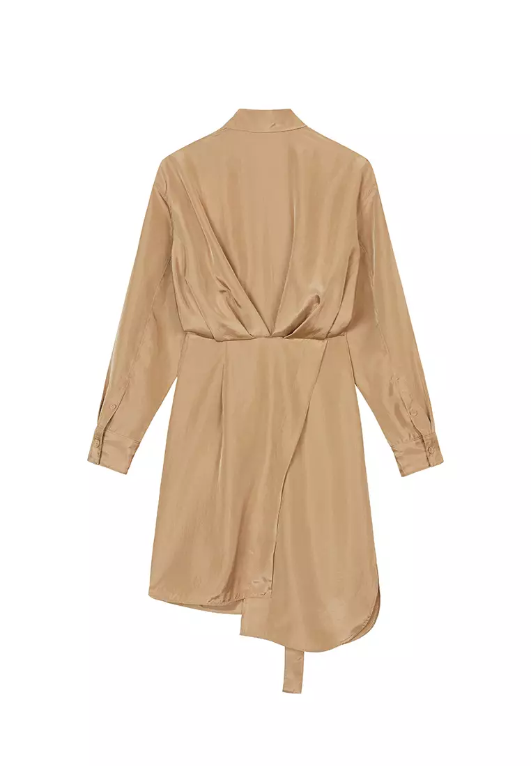 Plain Weave X-Line Loose Everyday Casual Long Sleeve Dress