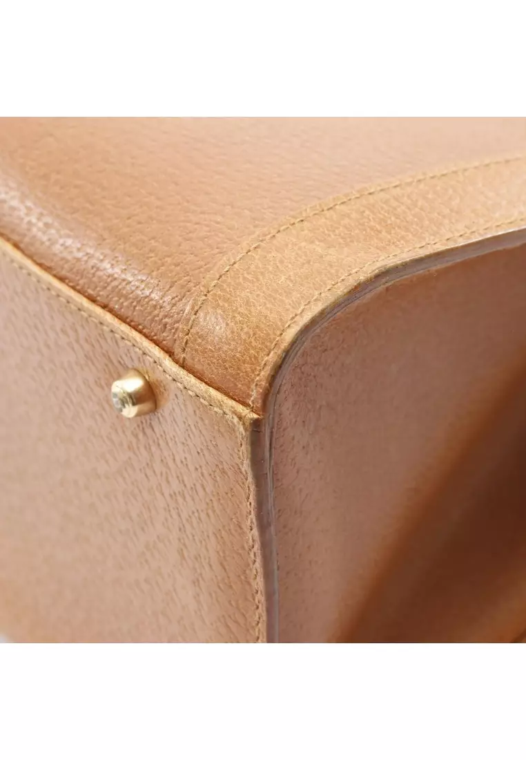 Pre-Loved Gucci Bamboo Handbag tote bag leather light brown