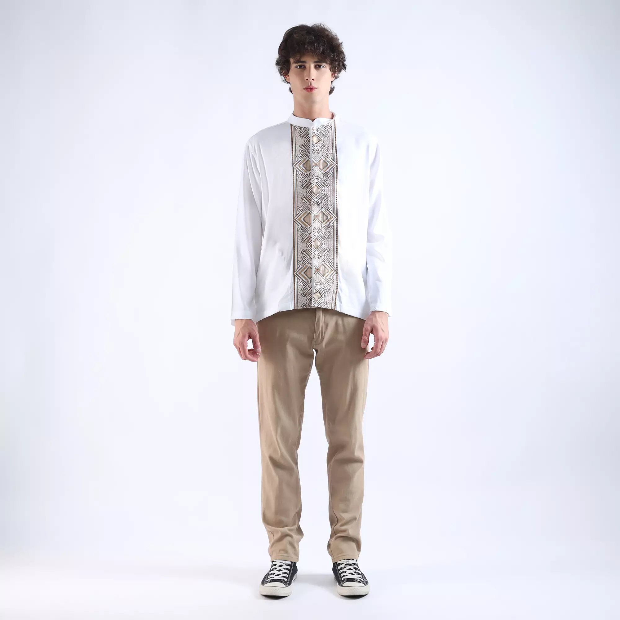 LARUSSO Dawn of Time - Kemeja Koko Bordir Lengan Panjang Pria - MARIE