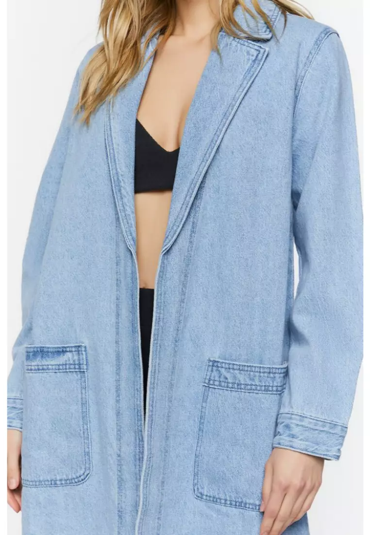 Longline denim jacket forever 21 best sale