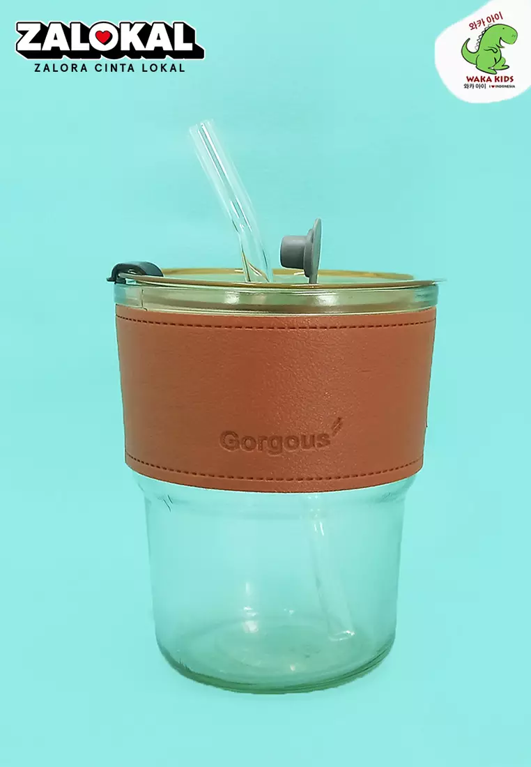 Wakakids Botol Gelas Minum Kaca Minimalis Transparan Coffee Cup Aesthetic Georgous Free Sedotan 400ml Venjr Putih