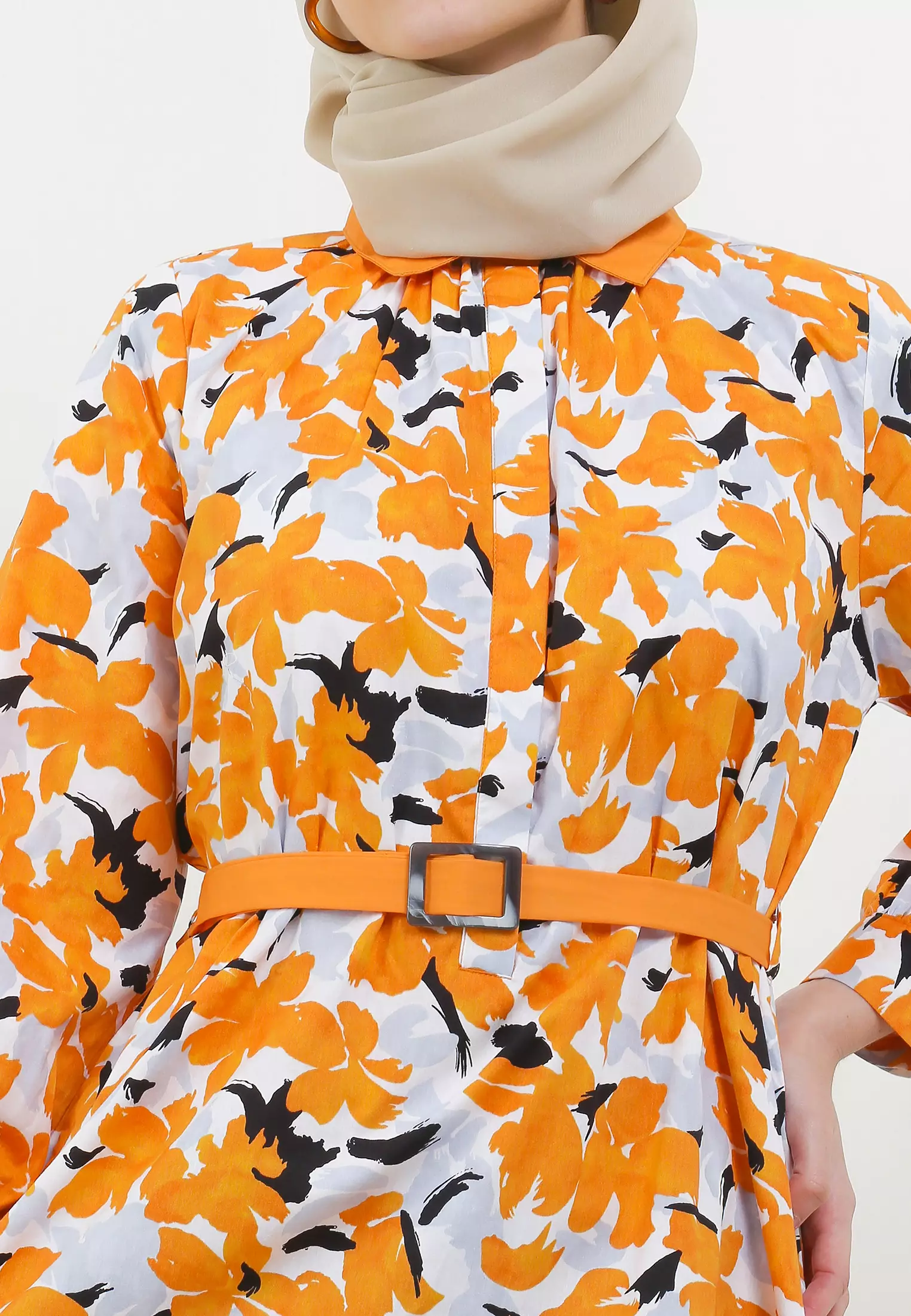 MFMW Calyah Tunik Orange Motif Bunga